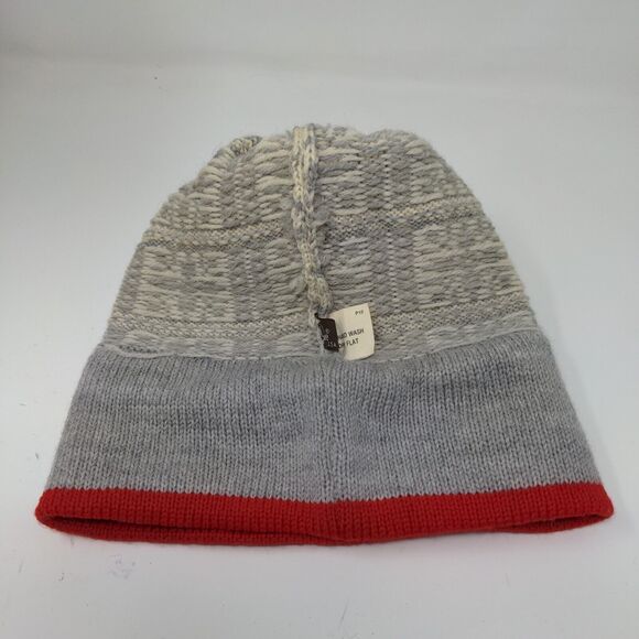 KiPi of Maine Beanie Hat Pom Pom Gray Red Warm Soft Made in USA - Picture 7 of 11